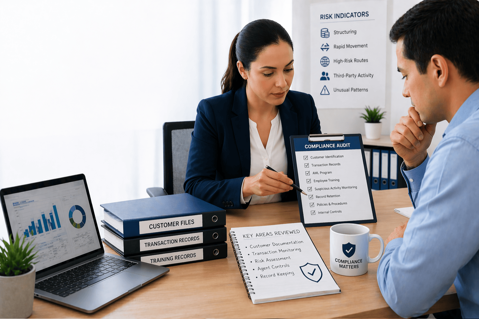 Compliance audit of a money transfer agent